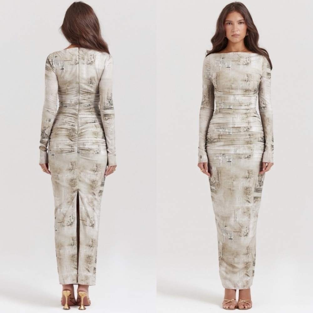 HOUSE‎ OF CB 'Lanetta' Pale Sage Print Maxi Dress NWOT size XS